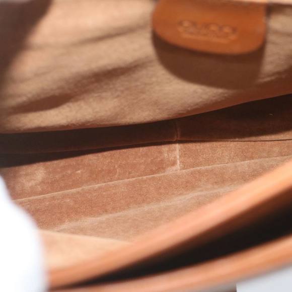 GUCCI Web Sherry Line Hand Bag Leather 2way Brown Red Green Auth 62520 - Picture 15 of 16